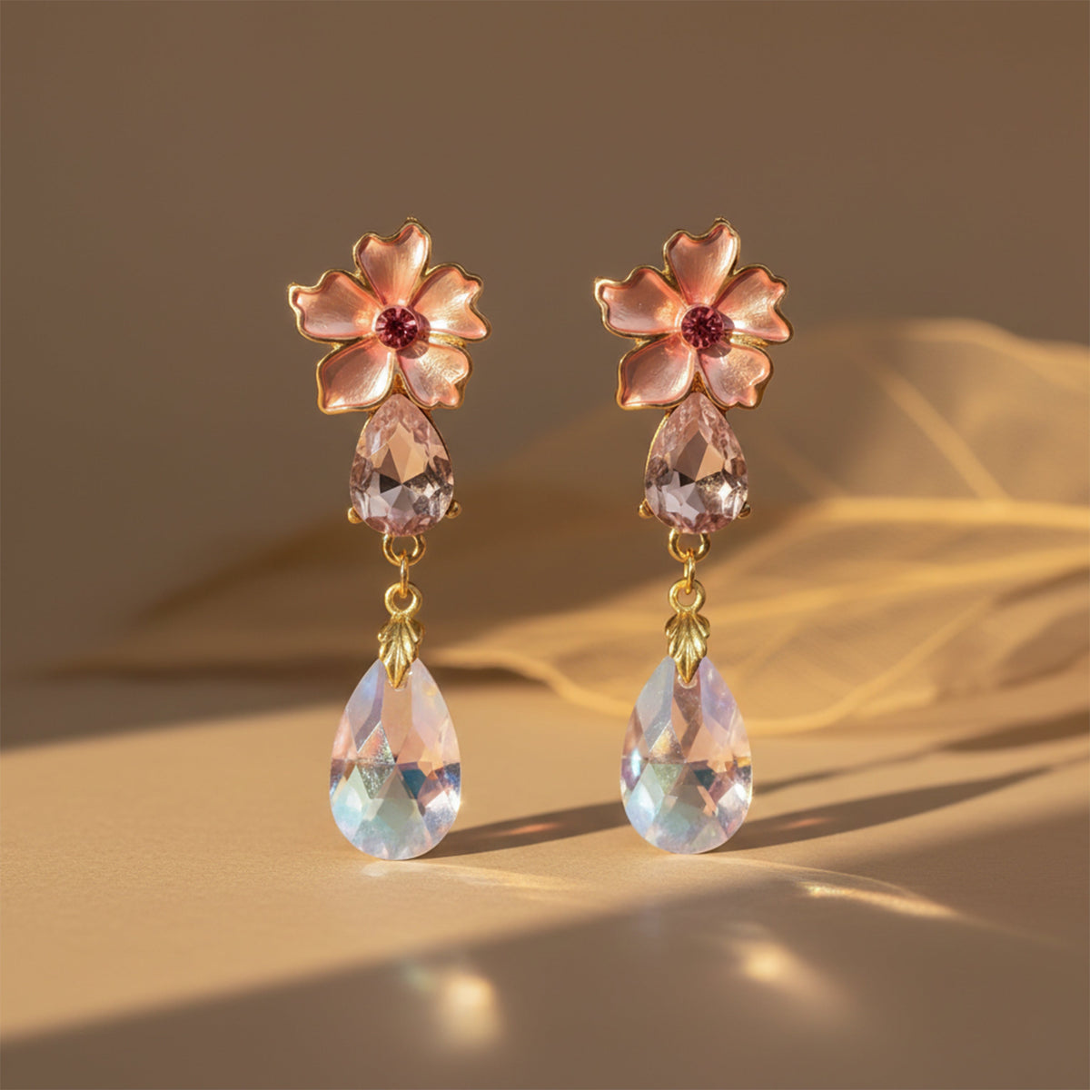 Blush Bloom Crystal Drop Earrings jewellery product view 5