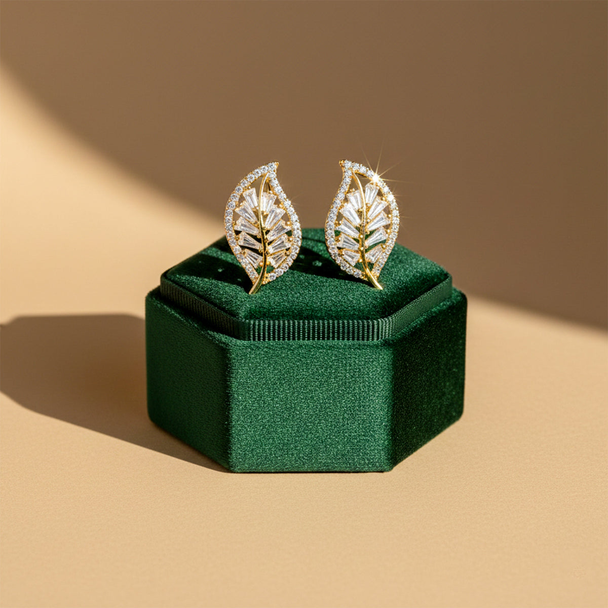 Leaf Luxe Stud Earrings jewellery product view 1