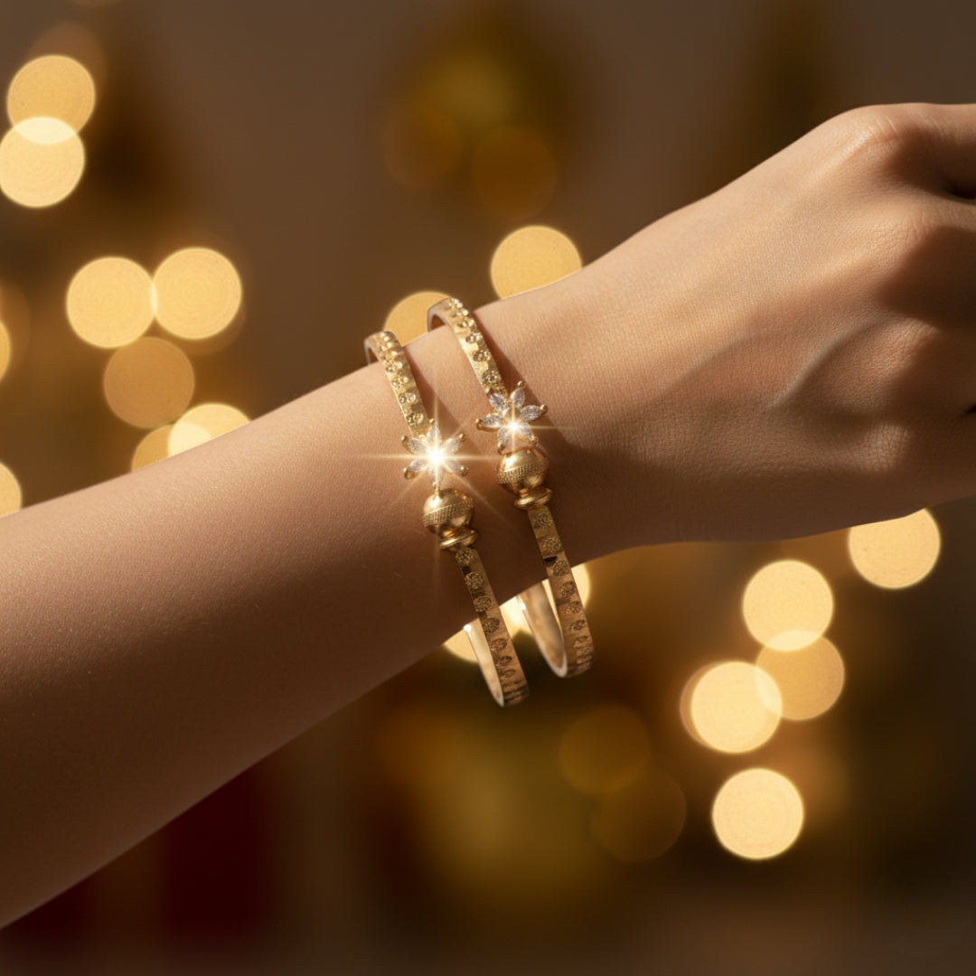 Floral Stone Kada Bangles jewellery product view 6