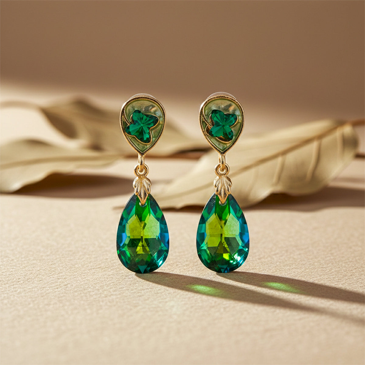 Serene Emerald Glow Earrings jewellery product view 1