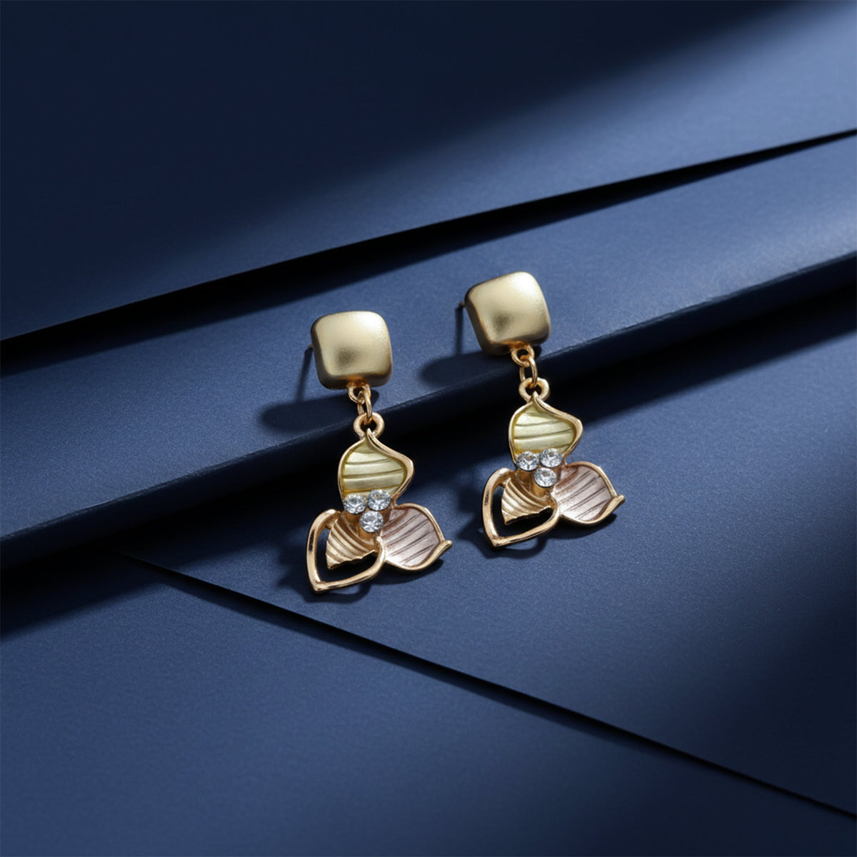 Golden Leaf Designer Earrings jewellery product view 5