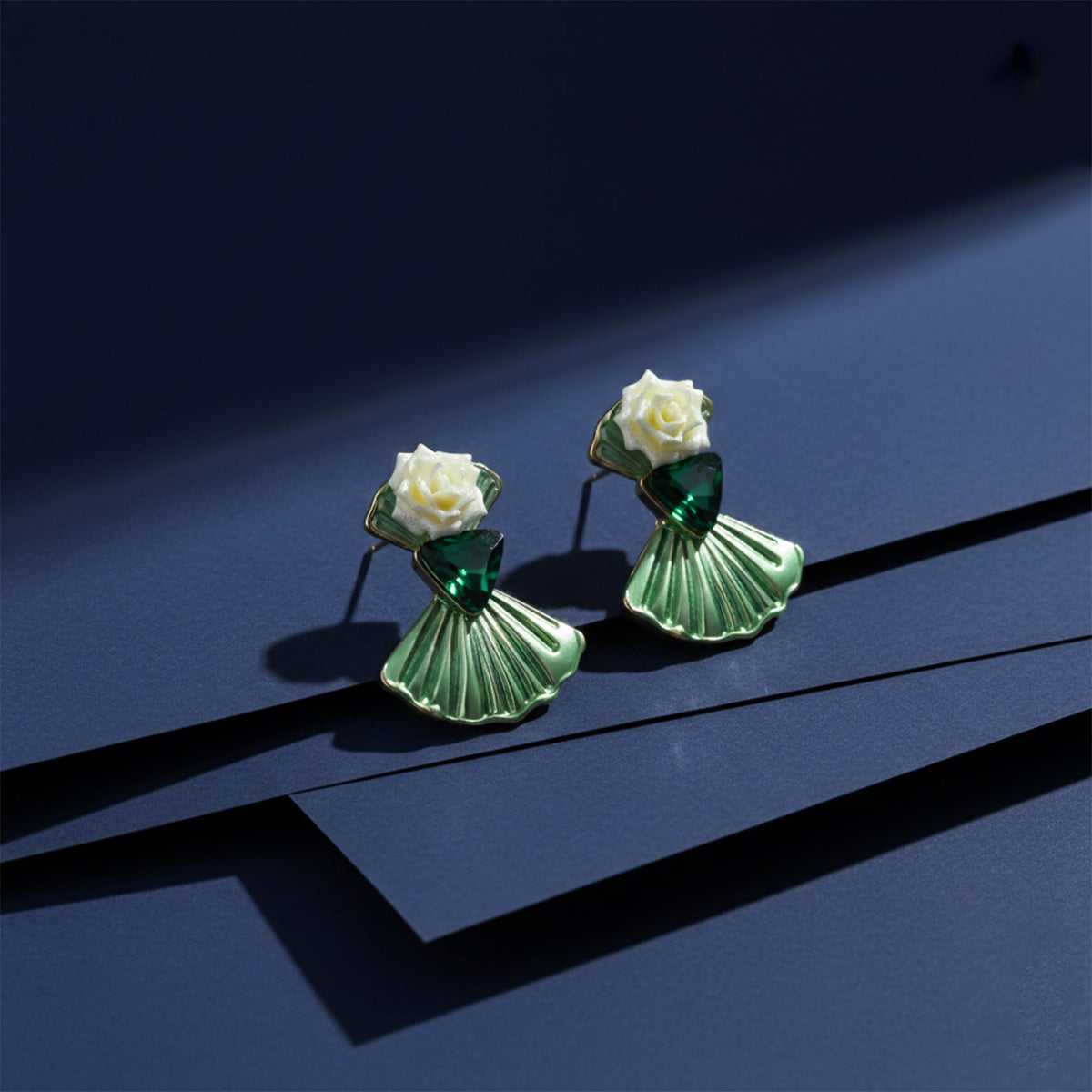 Luxury Blossom Emerald Earrings jewellery product view 5