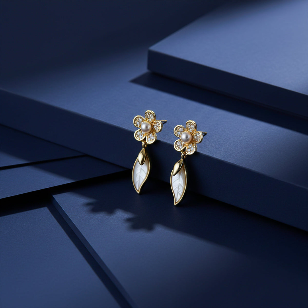 Nazakat Pearl Flower Earrings jewellery product view 5
