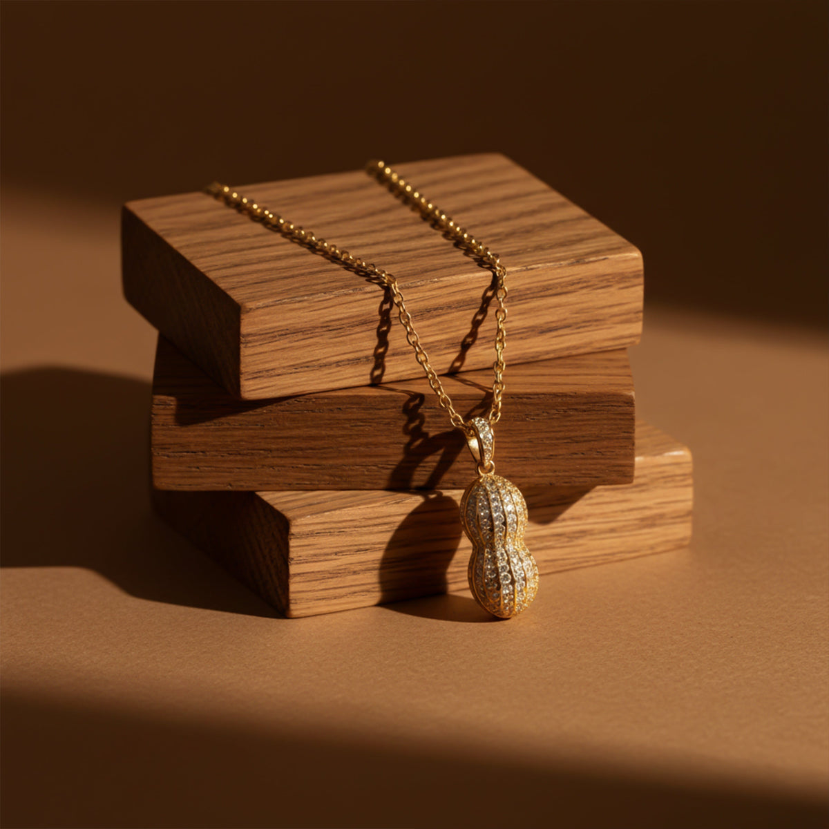 Golden Peanut Pearl Pendant Necklace jewellery product view 2