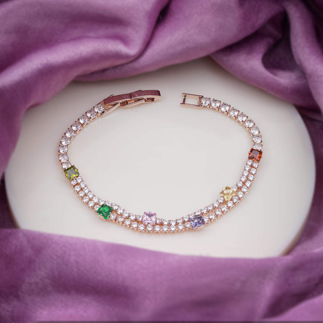 Luxe Square Stone Tennis Bracelet jewellery product view 2