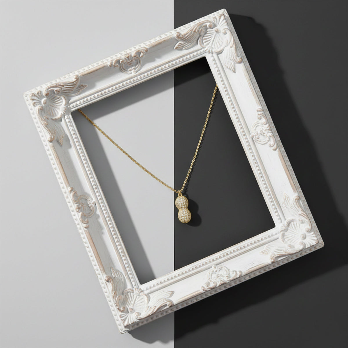 Golden Peanut Pearl Pendant Necklace jewellery product view 6