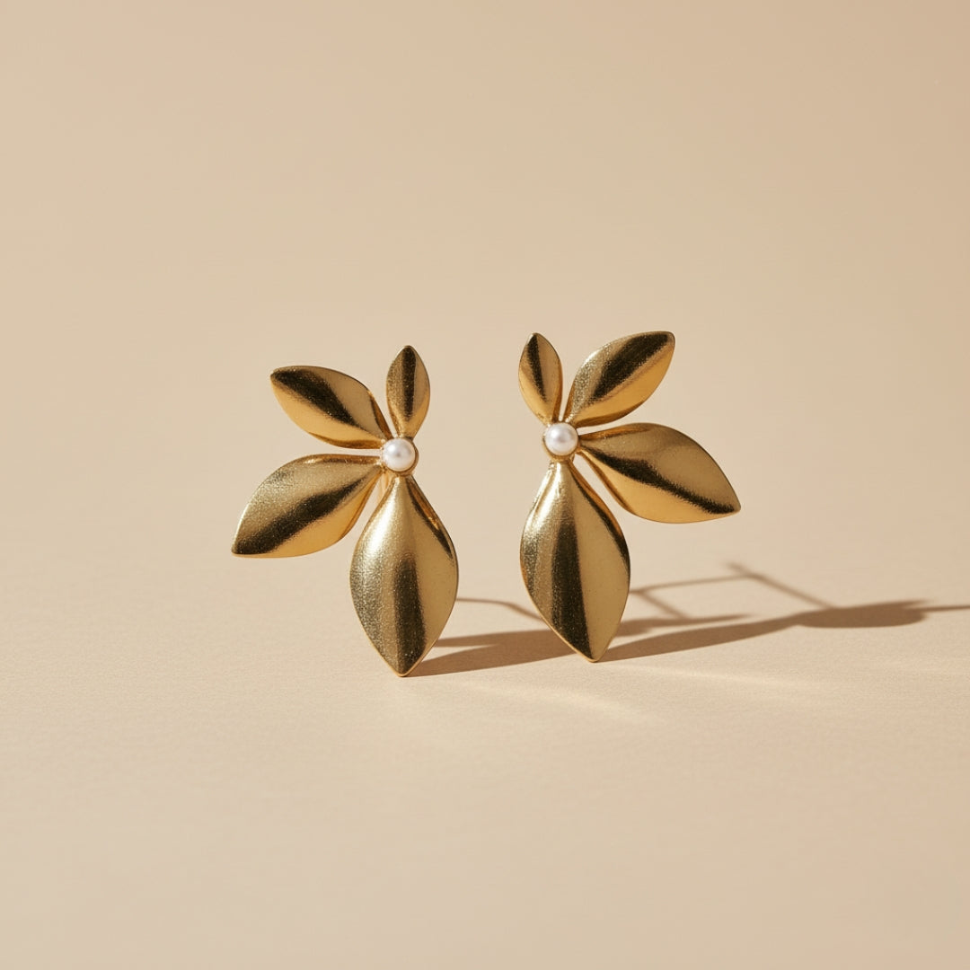 Gold Flower Earrings jewellery product view 11