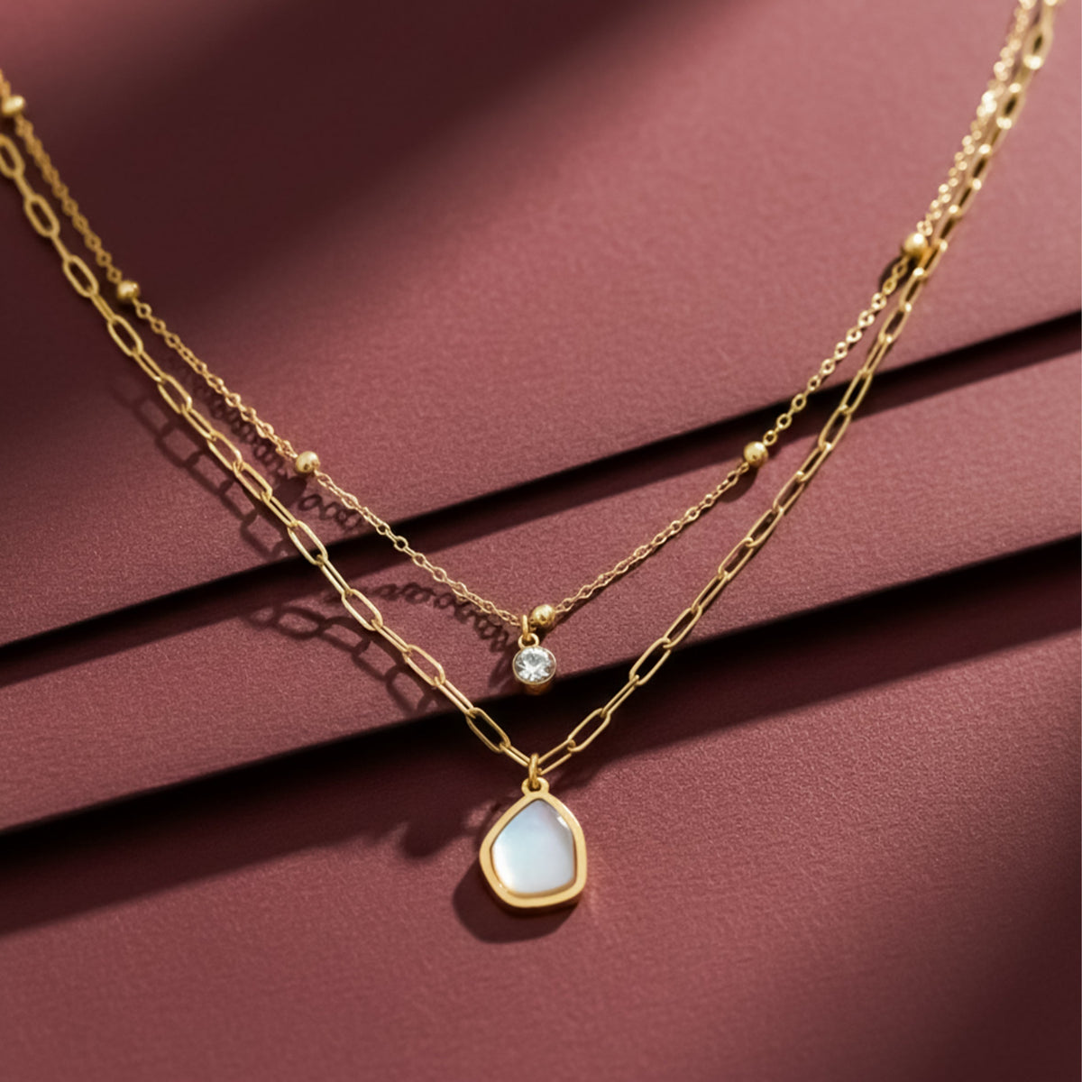 Veloura Luxe Double Layer Gold Pendant jewellery product view 4
