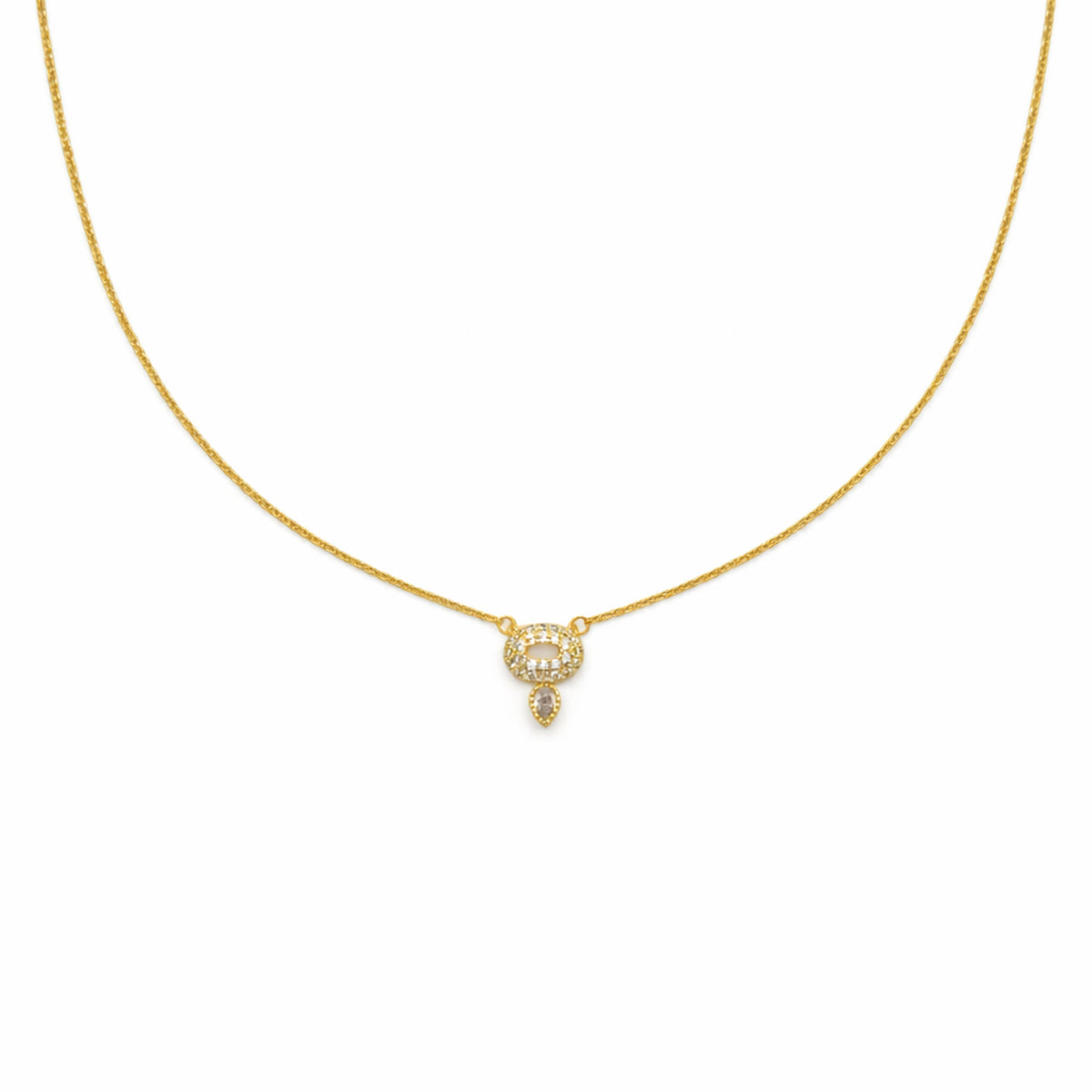Luxury Halo Diamond Gold Necklace jewellery product view 7
