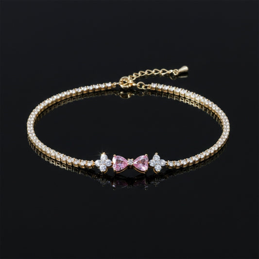 Aurora Pink Diamond Bow Bracelet jewellery product view 1