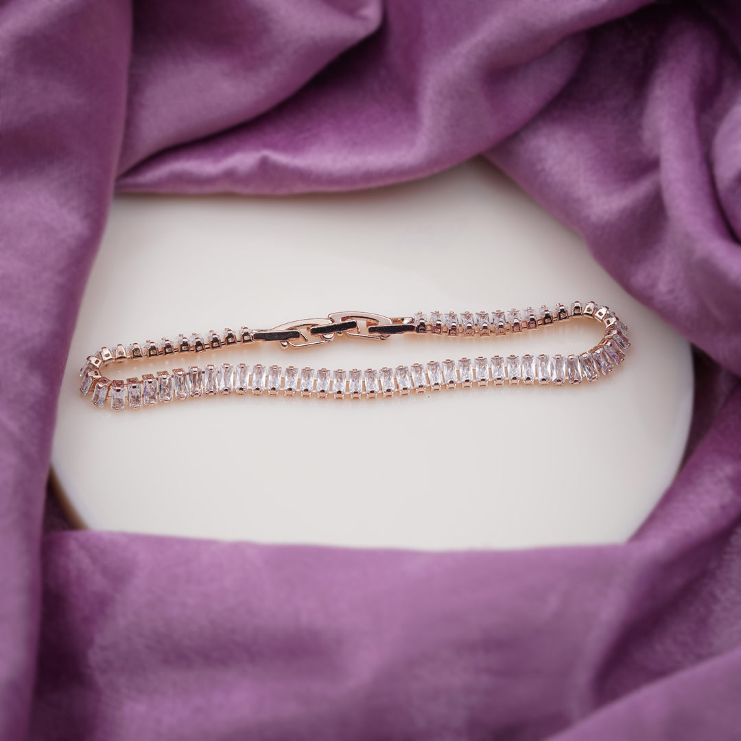 Opulenza Rose Gold Baguette Bracelet jewellery product view 5
