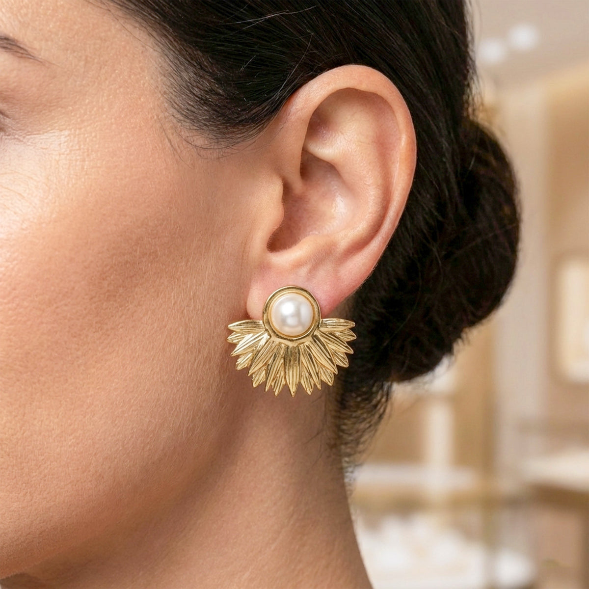 Pearl Hoop Earrings jewellery product view 11