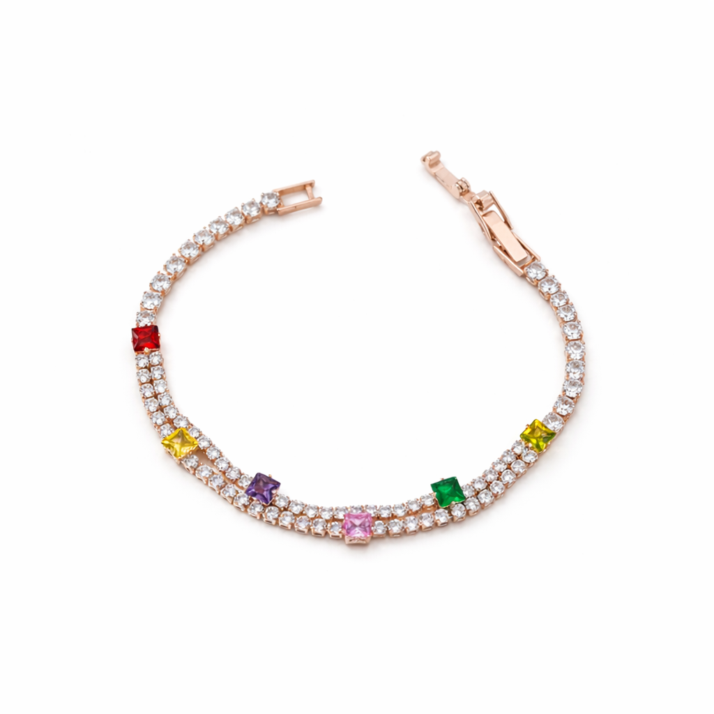 Luxe Square Stone Tennis Bracelet jewellery product view 1