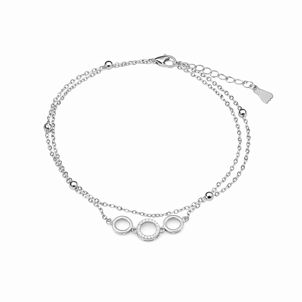 Minimalist Three Circle Silver Anklet jewellery product view 9