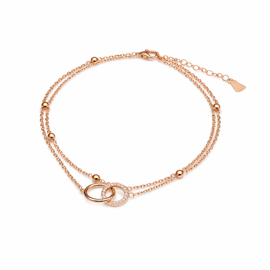 Interlocking Circle Rose Gold Anklet jewellery product view 1