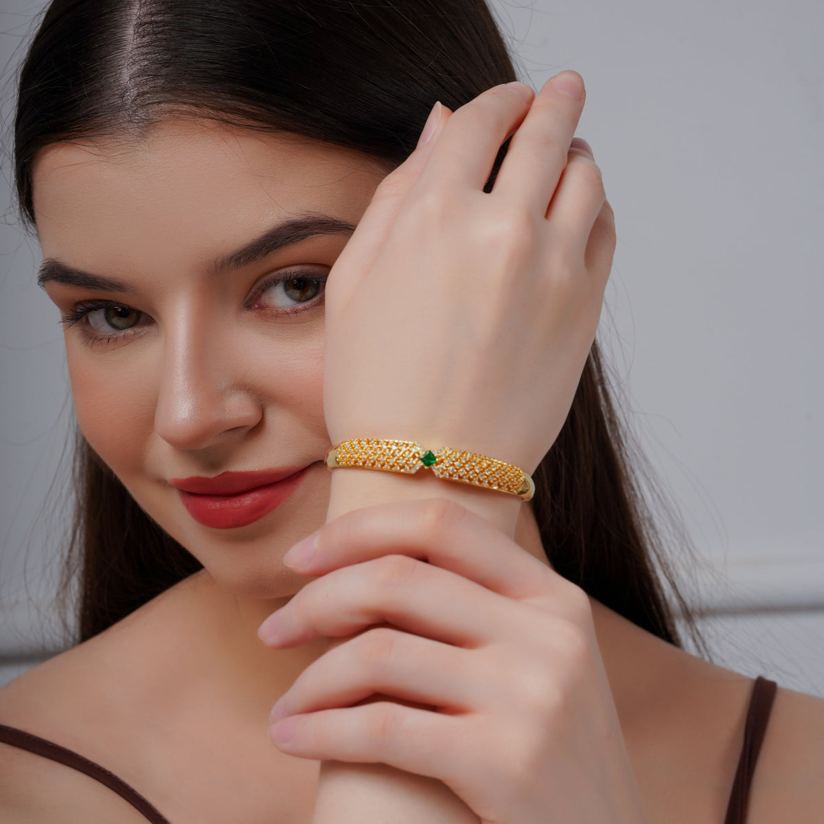 Velora Emerald Crown Kada jewellery product view 1