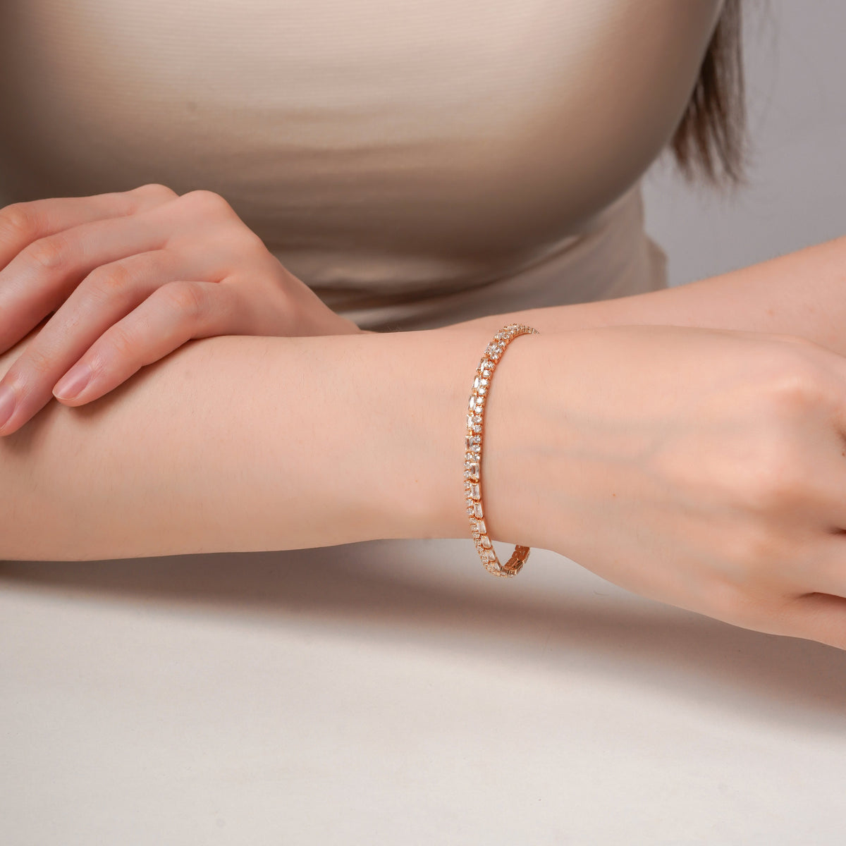 Baguette Diamond Tennis Bracelet jewellery product view 3