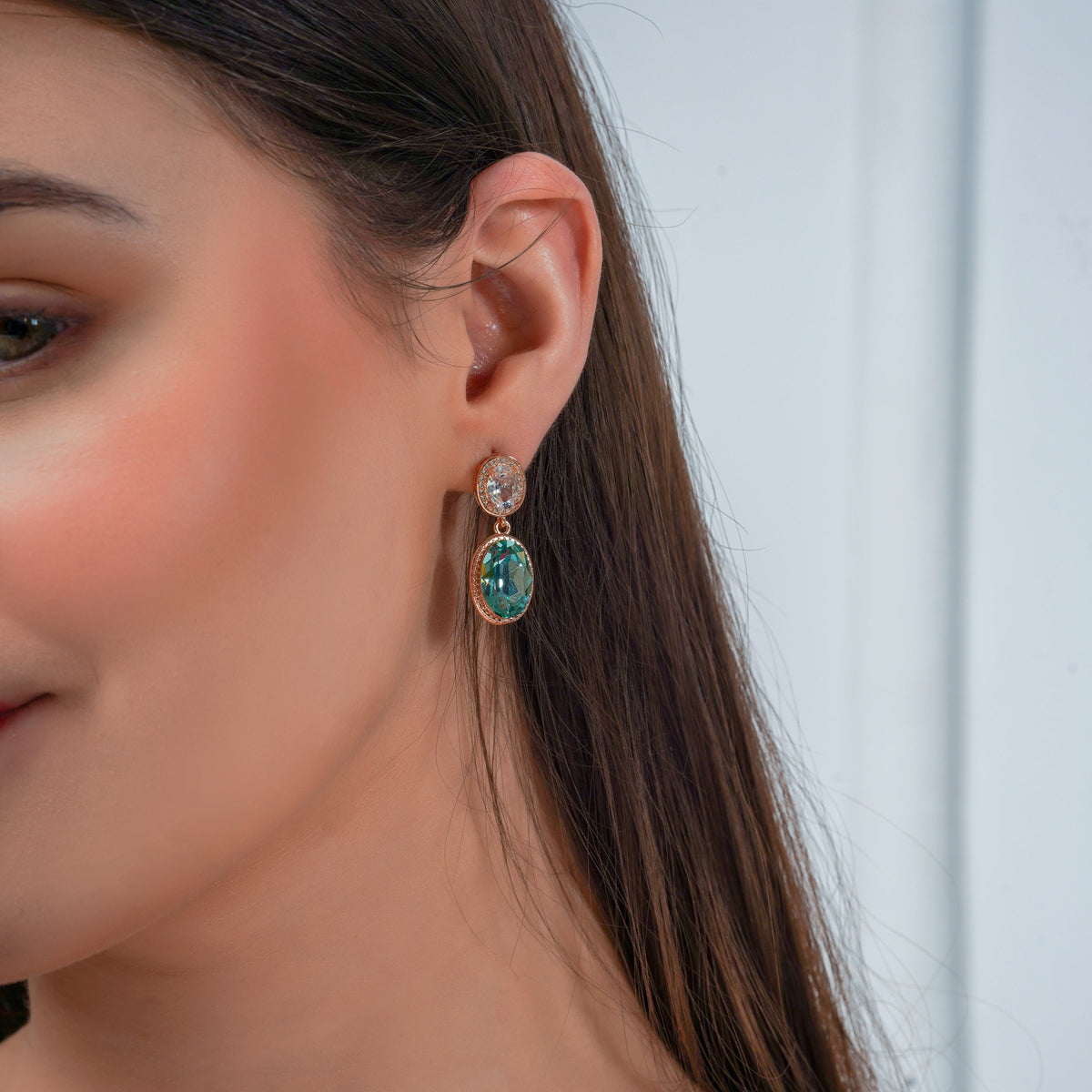 Veloura Emerald Glow Drop Earrings jewellery product view 4
