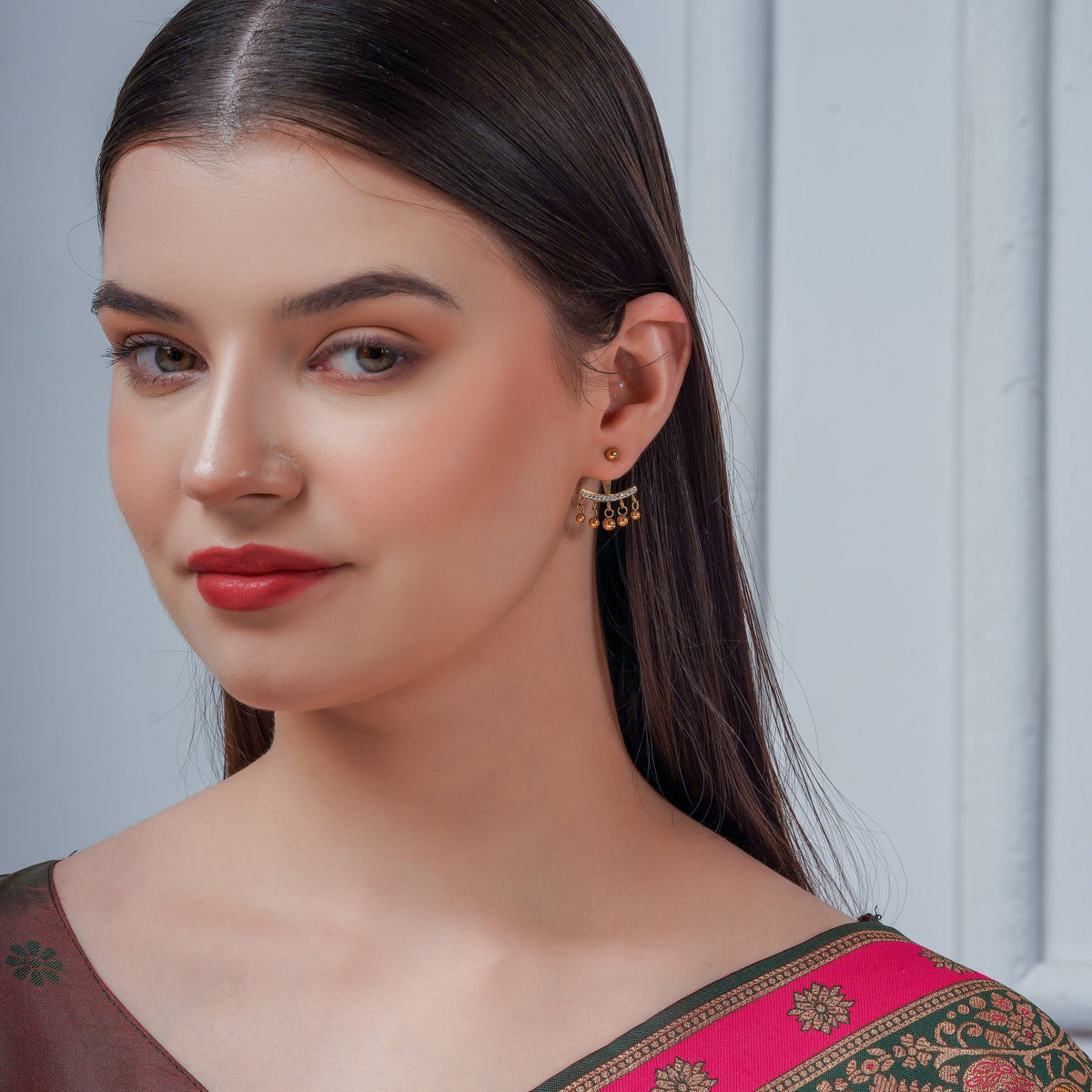 Golden Jhalar Luxe Chandelier Earrings jewellery product view 4
