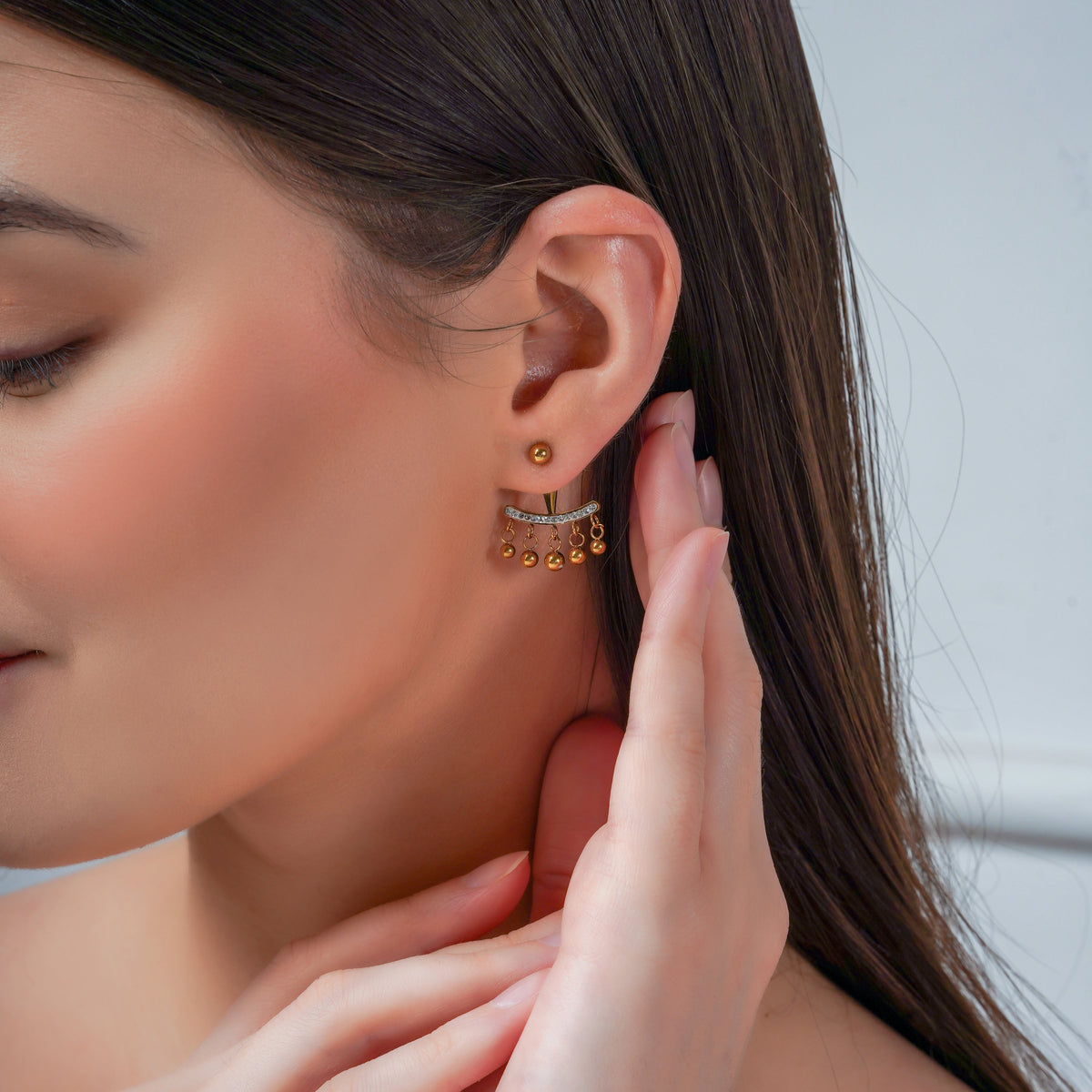 Golden Jhalar Luxe Chandelier Earrings jewellery product view 5