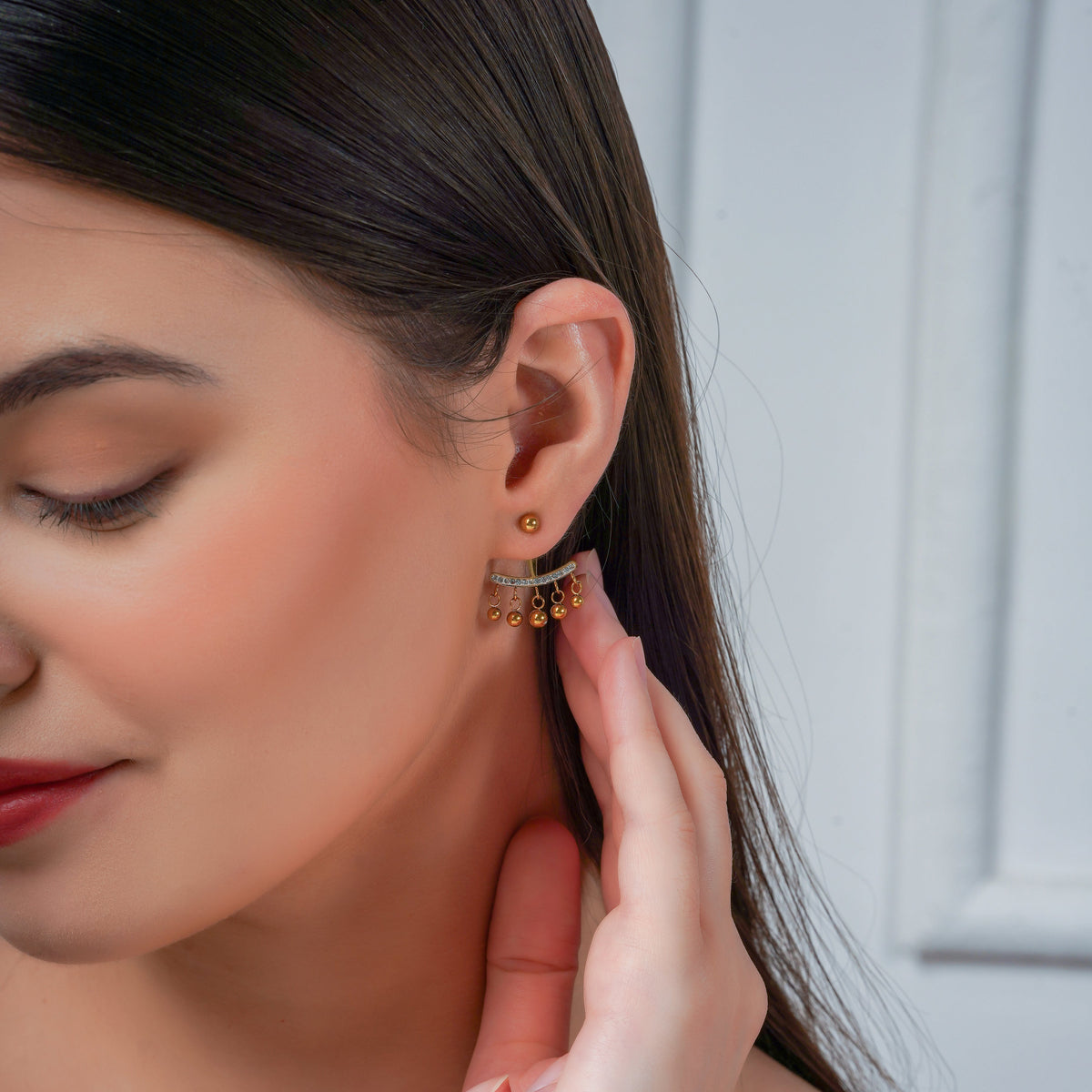 Golden Jhalar Luxe Chandelier Earrings jewellery product view 6