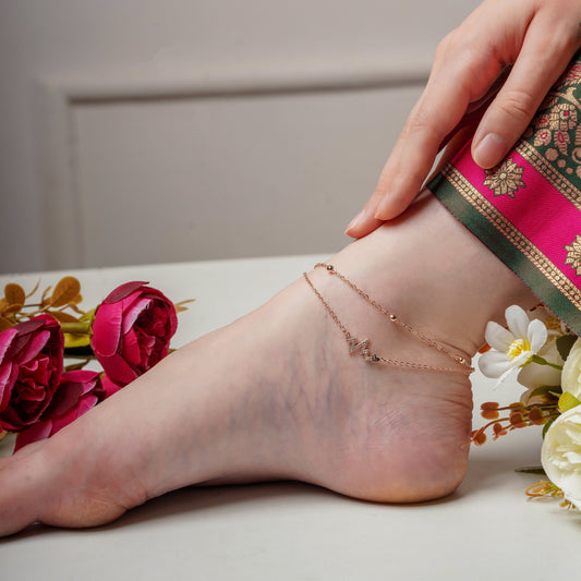 Golden Pulse Minimal Anklet jewellery product view 2
