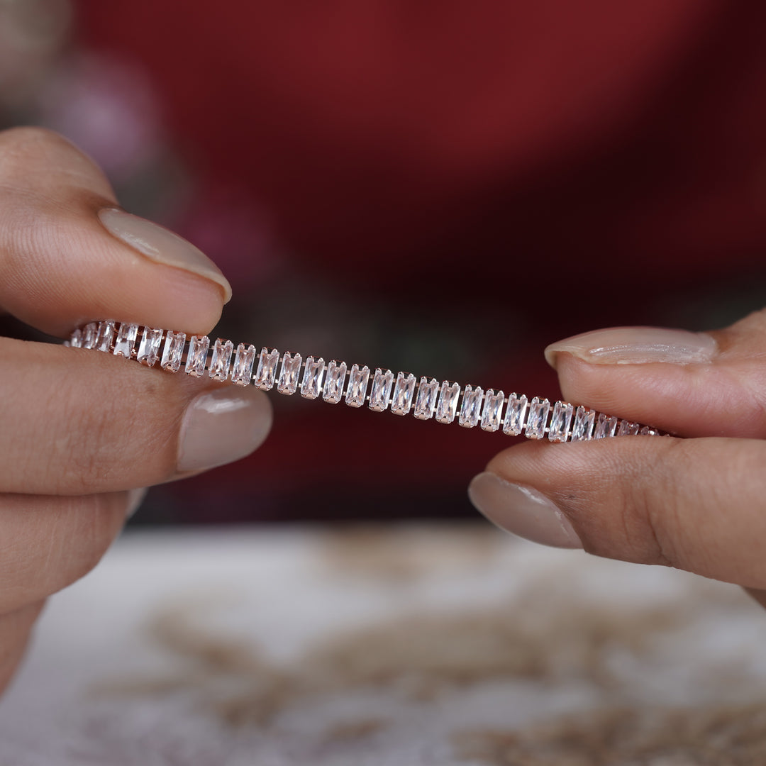 Opulenza Rose Gold Baguette Bracelet jewellery product view 7