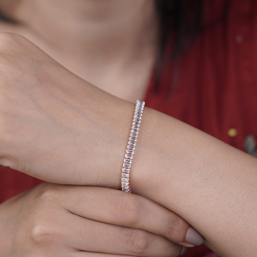 Opulenza Rose Gold Baguette Bracelet jewellery product view 9