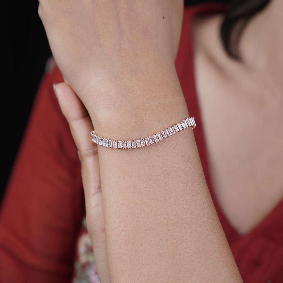 Opulenza Rose Gold Baguette Bracelet jewellery product view 10
