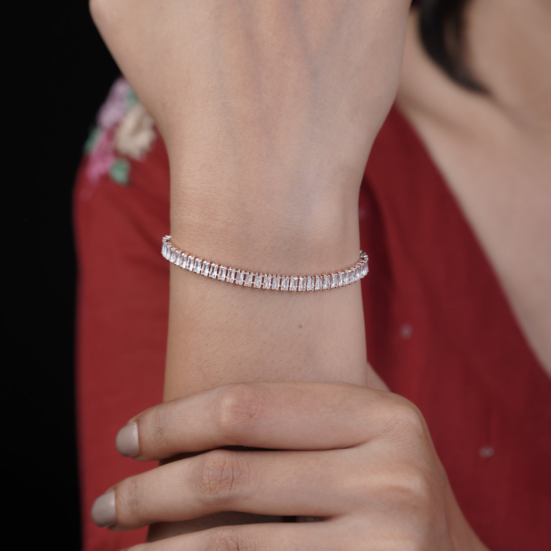 Opulenza Rose Gold Baguette Bracelet jewellery product view 13