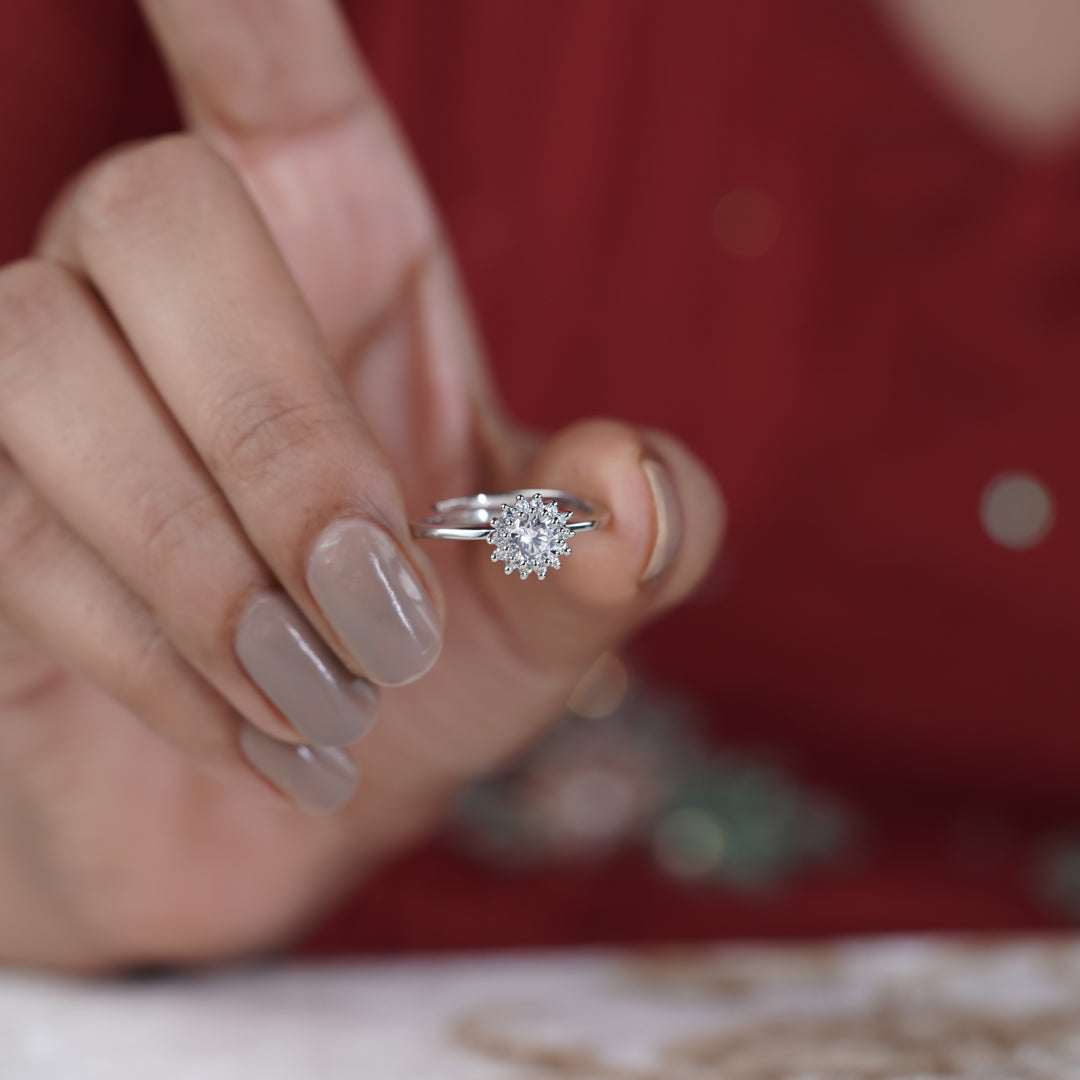 Eterna Flower Diamond Halo Ring jewellery product view 4