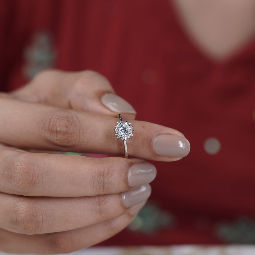Eterna Flower Diamond Halo Ring jewellery product view 2