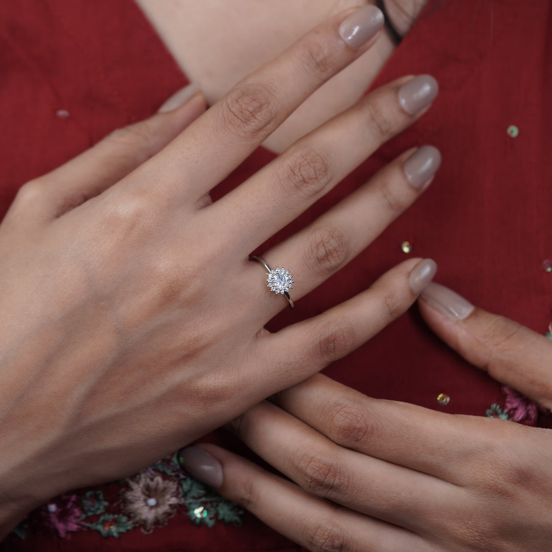 Eterna Flower Diamond Halo Ring jewellery product view 7