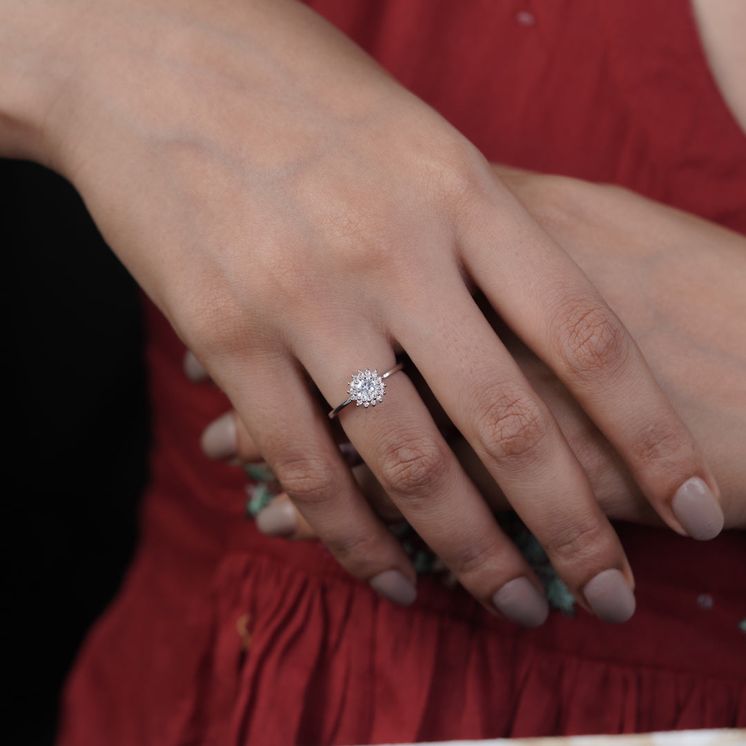 Eterna Flower Diamond Halo Ring jewellery product view 8