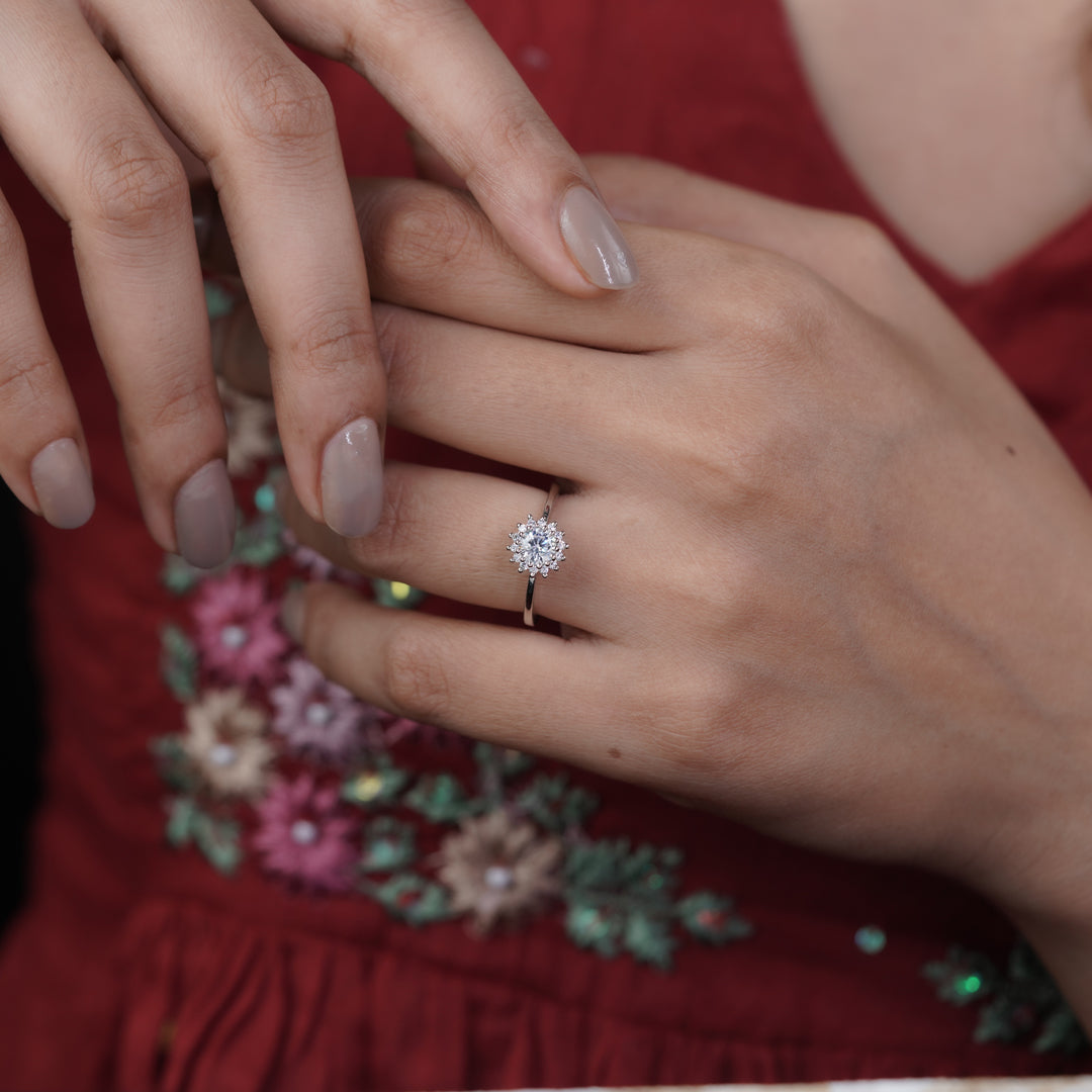 Eterna Flower Diamond Halo Ring jewellery product view 10