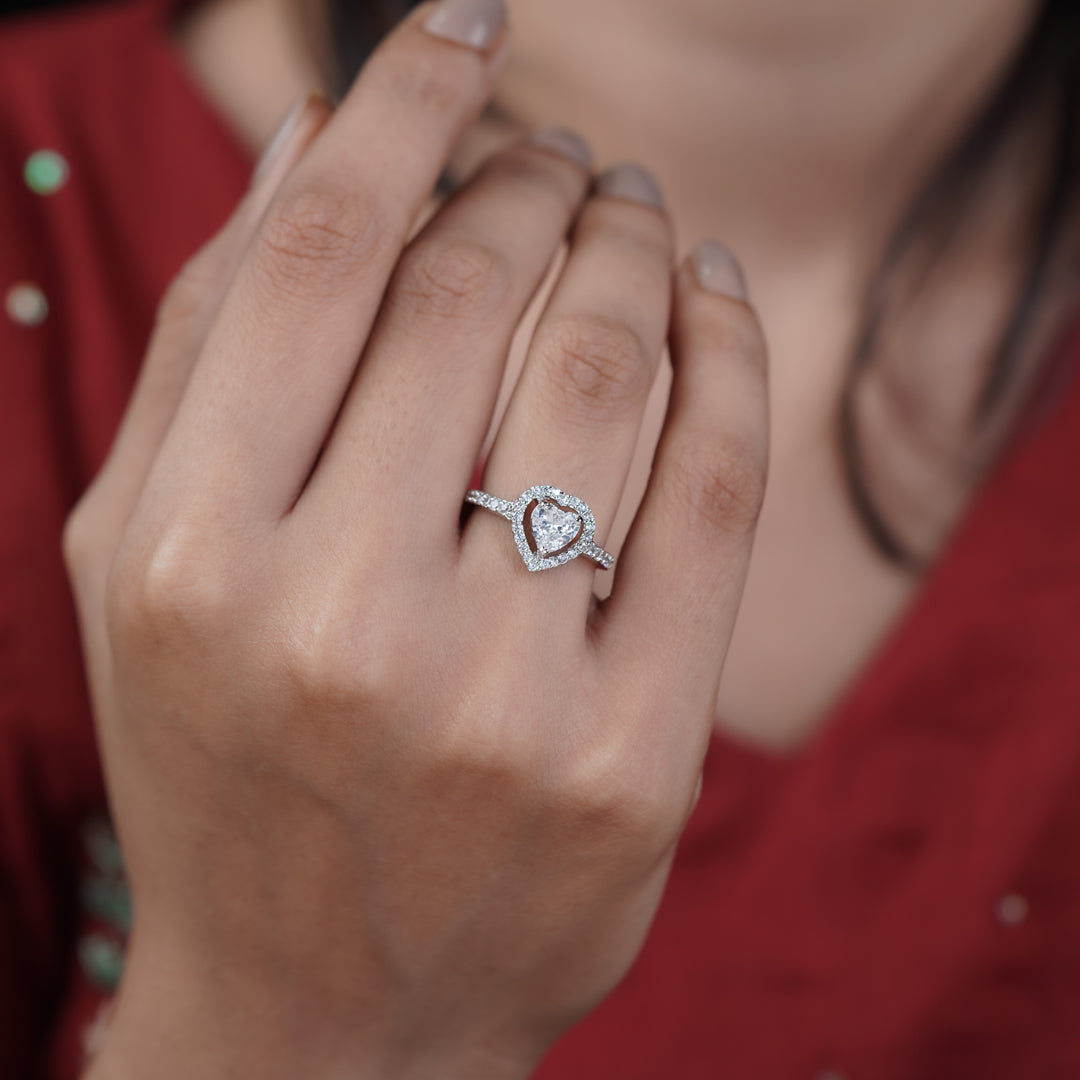 Amora Heart Halo Ring jewellery product view 4