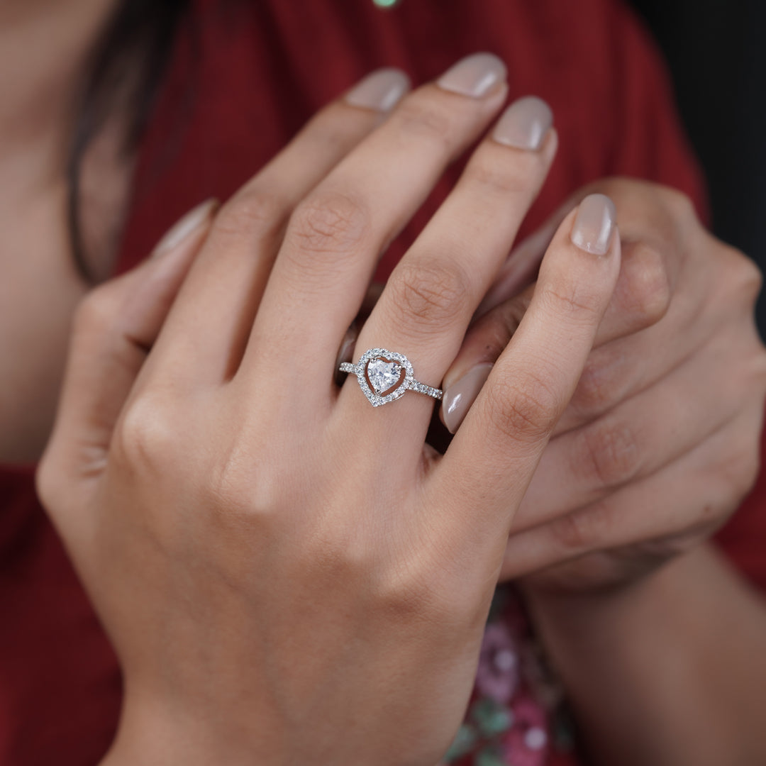 Amora Heart Halo Ring jewellery product view 8