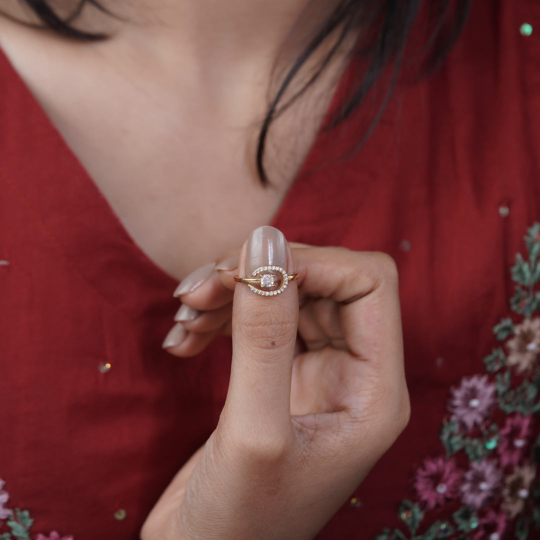 Luxpenny Aurora Swirl Halo Ring jewellery product view 7