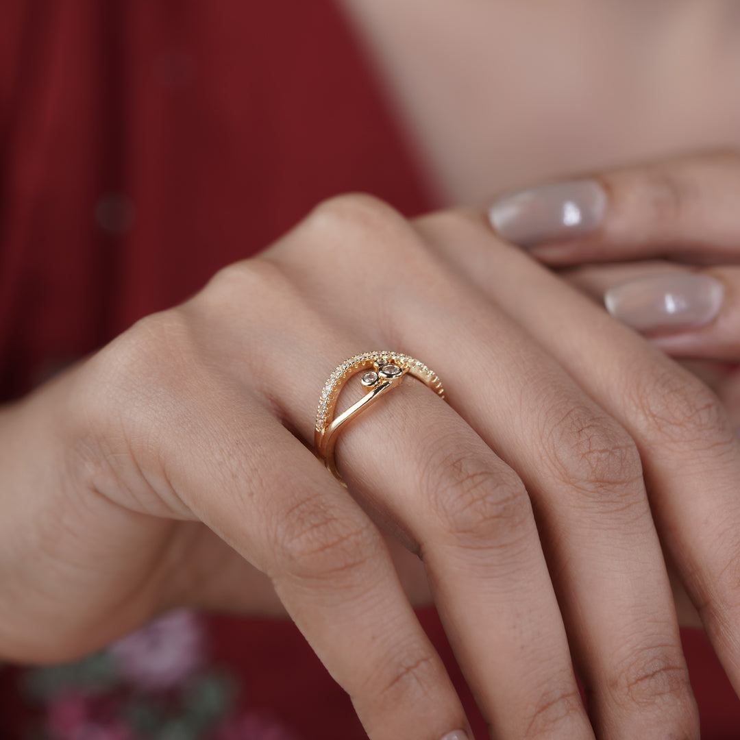 Royal Diamond Crossover Gold Ring jewellery product view 10