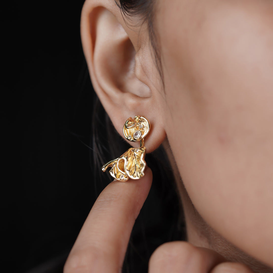 Elite Golden Petal Pearl Earrings jewellery product view 9