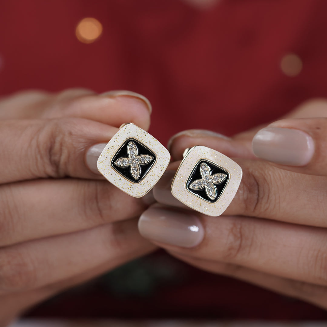 Ivory Noir Blossom Luxe Stud Earrings jewellery product view 6