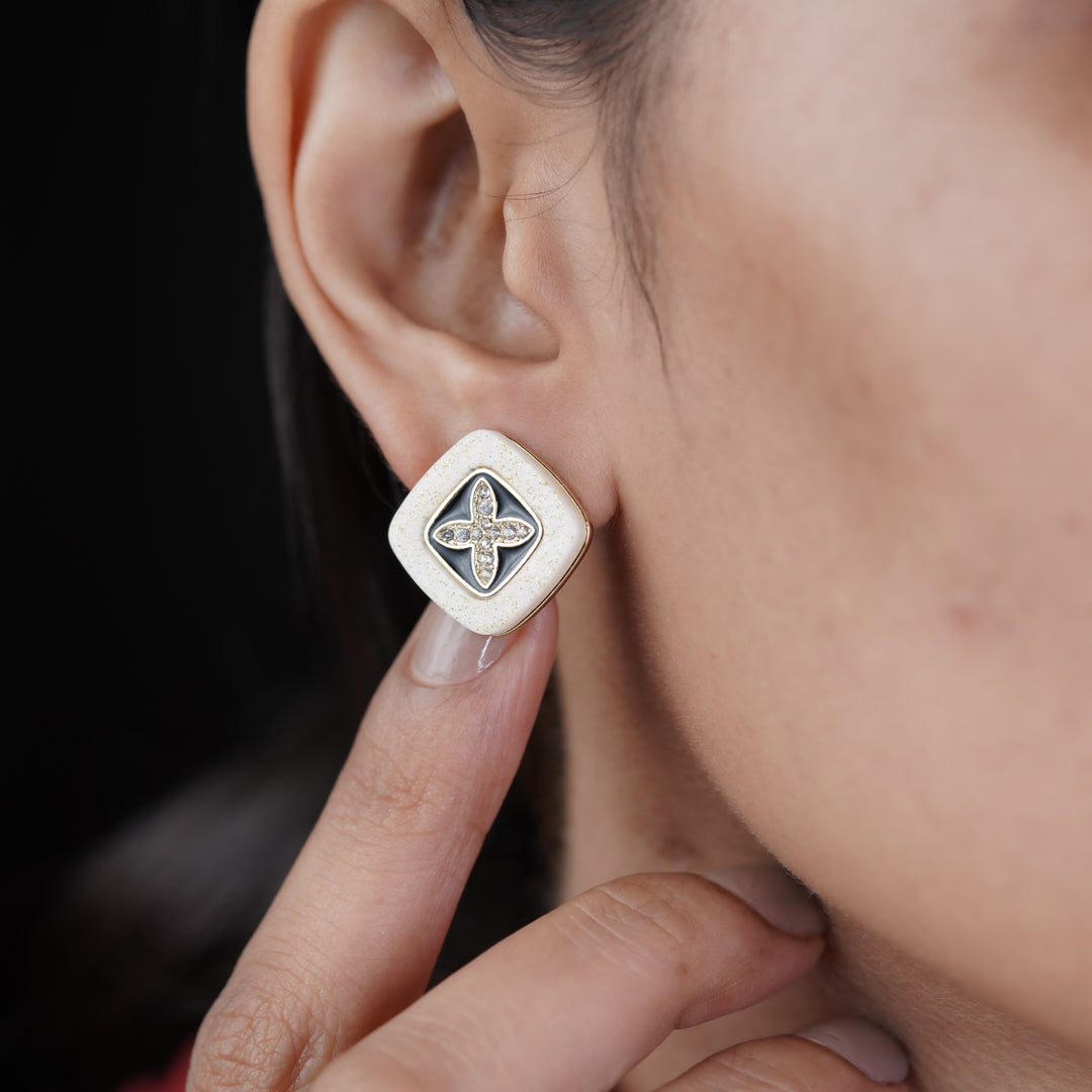 Ivory Noir Blossom Luxe Stud Earrings jewellery product view 9