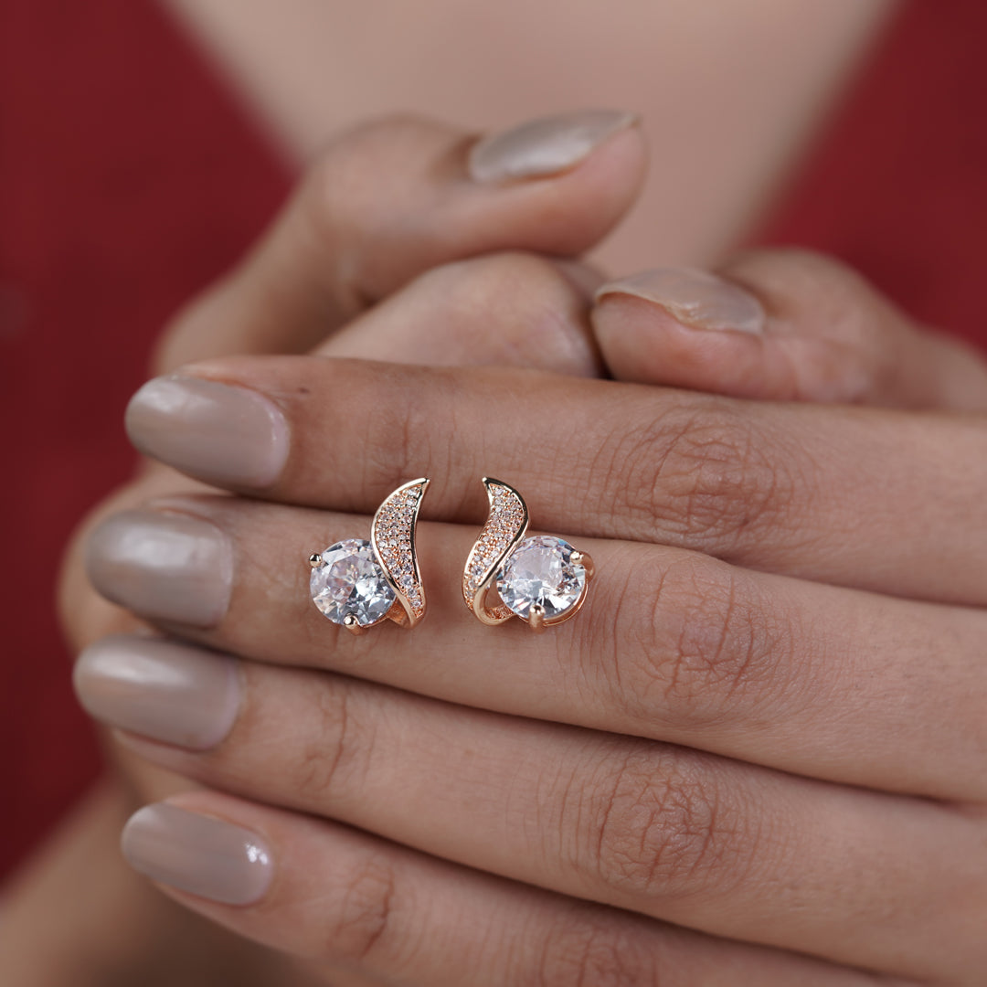 Crescent Diamond Glow Stud Earrings jewellery product view 6