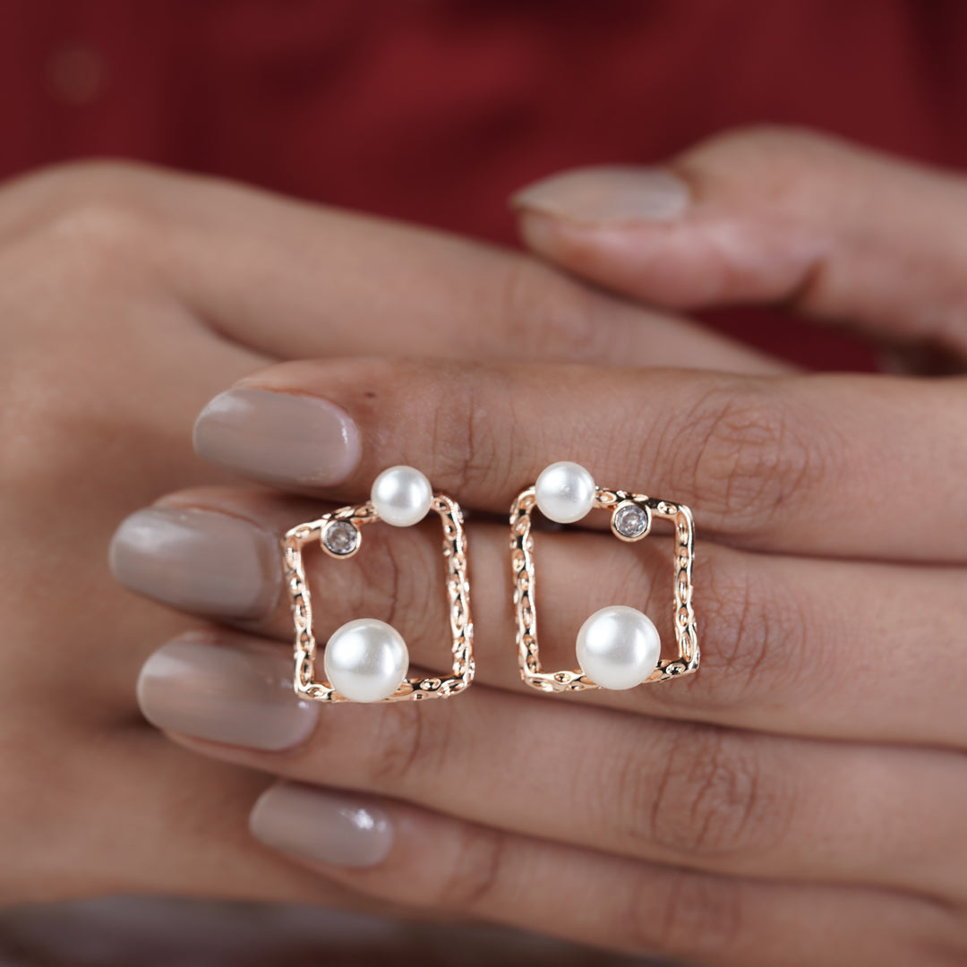 Square Pearl Earrings jewellery product view 7