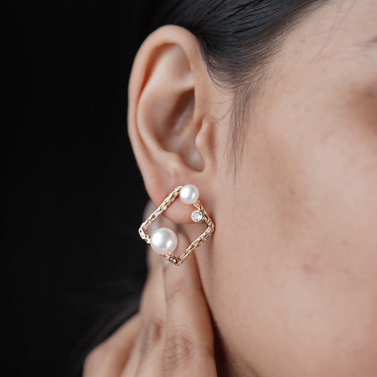 Square Pearl Earrings jewellery product view 2