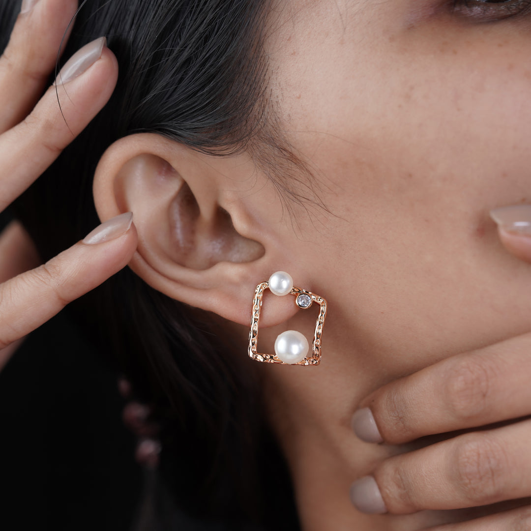 Square Pearl Earrings jewellery product view 10