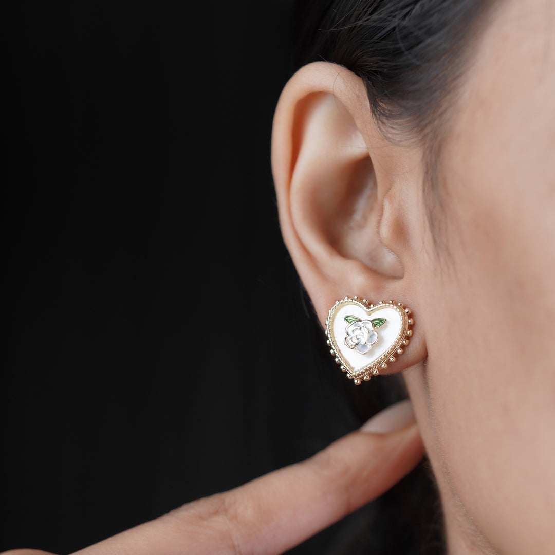 Opulent Heart Blossom Earrings jewellery product view 7
