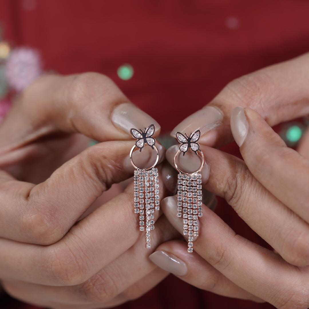 Butterfly Crystal Tassel Earrings jewellery product view 8