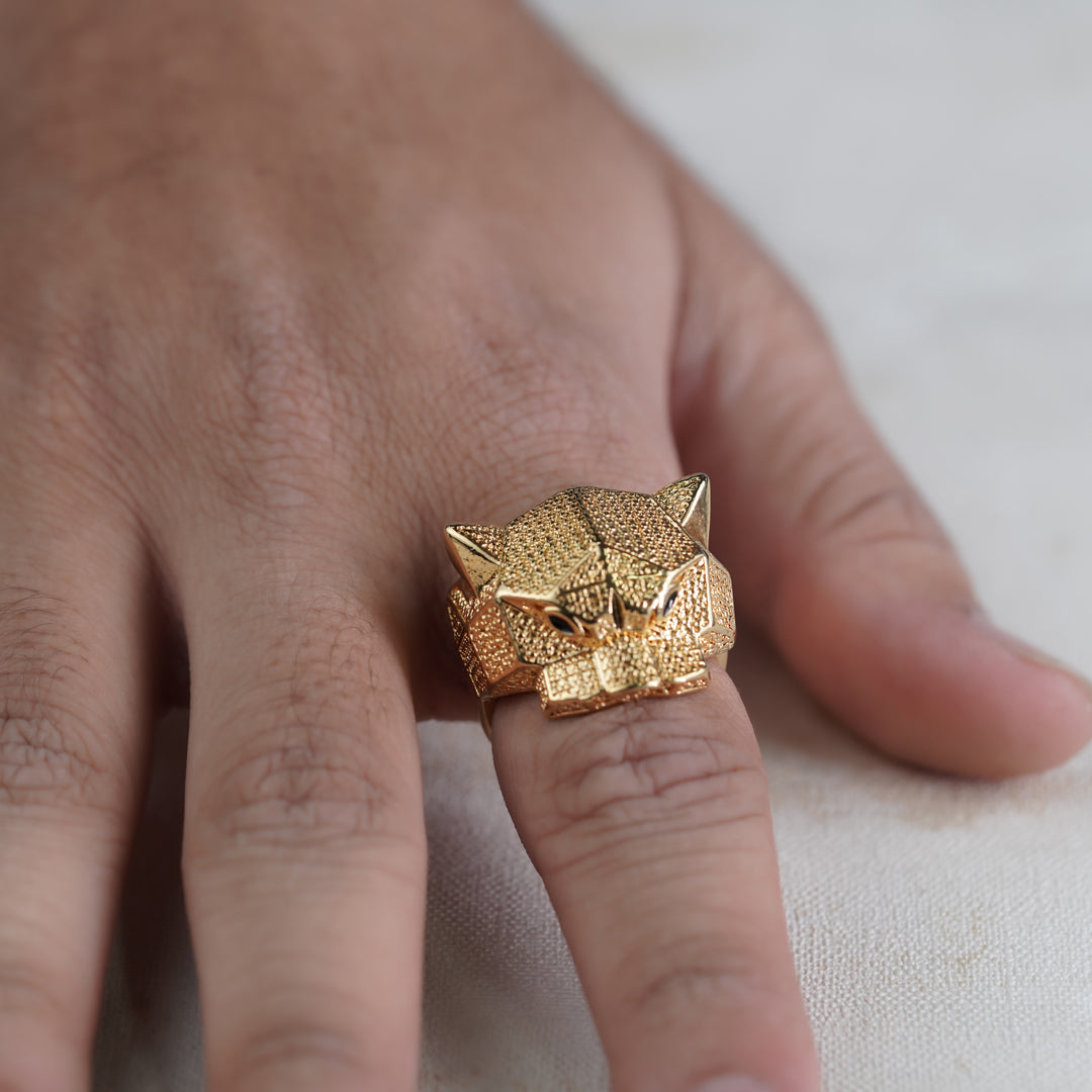 Gold Panther Stealth Band Ring jewellery product view 4