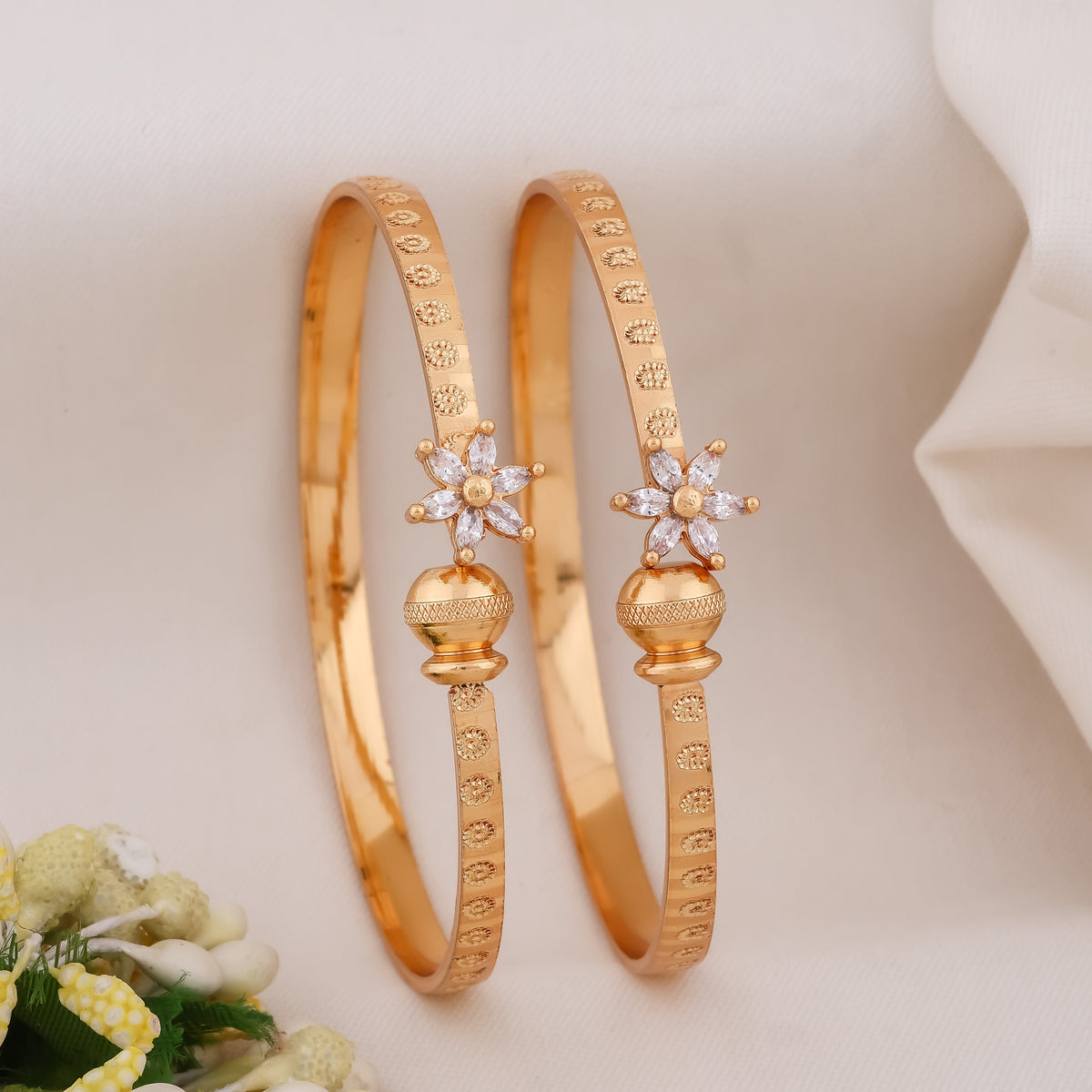 Floral Stone Kada Bangles jewellery product view 4